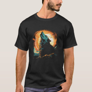 オオカミ・ハウリング月の国立公園アラスカン・ウィル Tシャツ