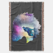 オオカミ・ハウリング・アット・ザ・ノーザンライト スローブランケット (正面縦)