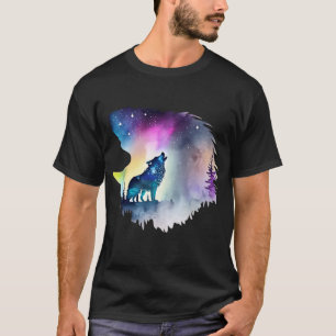 オオカミ・ハウリング・アット・ザ・ノーザンライト Tシャツ