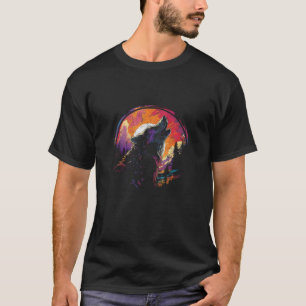 オオカミ・ハウリング・アット・ザ・ムーン・ミッドナイト・ウィメンズ・アラスカン Tシャツ