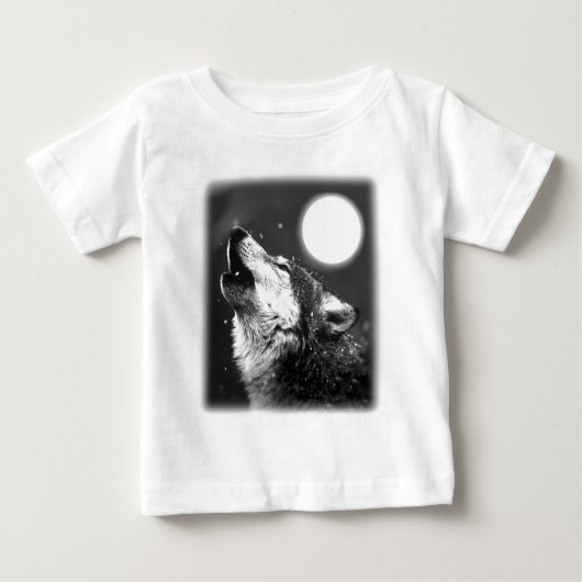オオカミ・ハウリング・アット・ムーン ベビーTシャツ (正面)