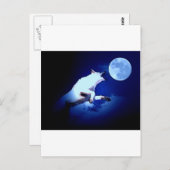 オオカミ・ハウリング・アット・ムーン ポストカード (正面/裏面)