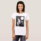 オオカミ・ハウリング・アット・ムーン Tシャツ (正面フル)