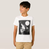 オオカミ・ハウリング・アット・ムーン Tシャツ (正面フル)