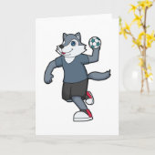 オオカミ ハンドボール選手 ハンドボール カード (黄色い花)