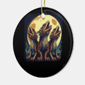 オオカミ・パロディ3つひげ付きドラゴンズが月3で吠える セラミックオーナメント (左)