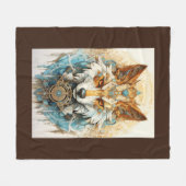 オオカミ フリースブランケット (正面(横))