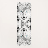 オオカミ |ブラック&ホワイトウルフスケッチ |シベリアン・ウルフ ヨガマット (正面)