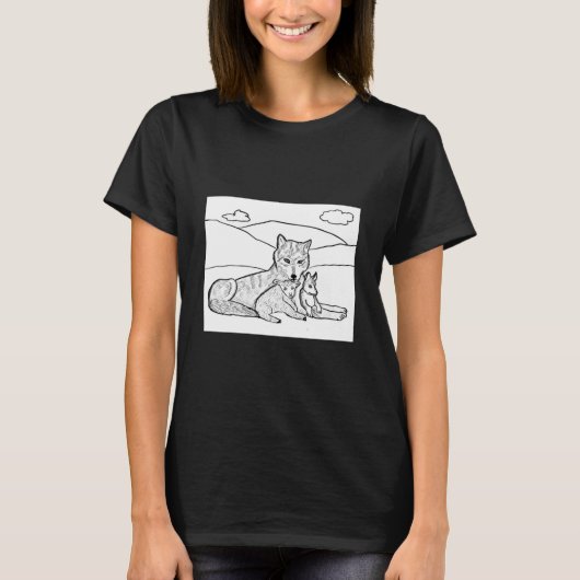 オオカミ、🐺 子狼、子羊 🐑 Tシャツ (正面)