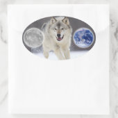 オオカミ 楕円形シール (バッグ)