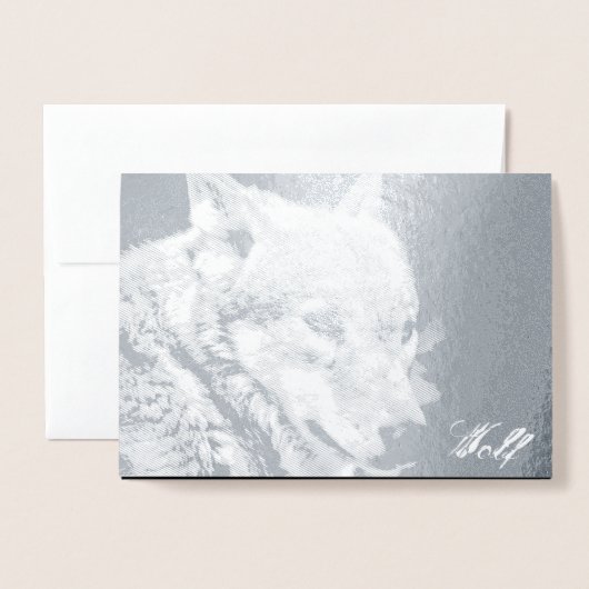 オオカミ 箔カード (封筒付き正面)