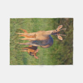 オオカミ |草の生えた生息地 フリースブランケット (正面(横))