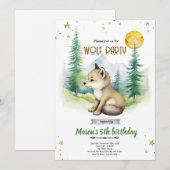 オオカミ 誕生日パーティー招待状 招待状 (正面/裏面)