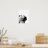 オオカミ 黒 白 キャビン ラスティック フォト ポスター (キッチン)