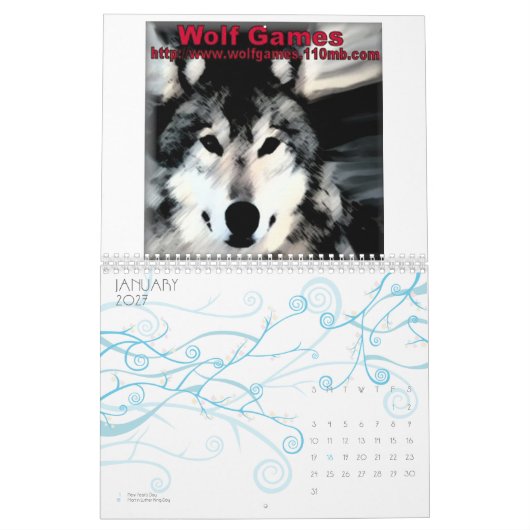 オオカミCalander カレンダー (1月 2027)