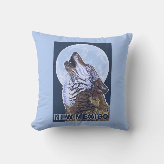 オオカミHowlingNewメキシコ クッション (正面)