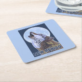 オオカミHowlingNewメキシコ スクエアペーパーコースター (アングル)