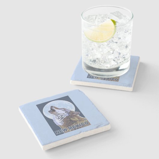 オオカミHowlingNewメキシコ ストーンコースター (横)