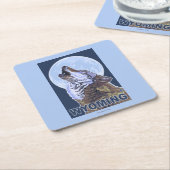 オオカミHowlingWyoming スクエアペーパーコースター (アングル)