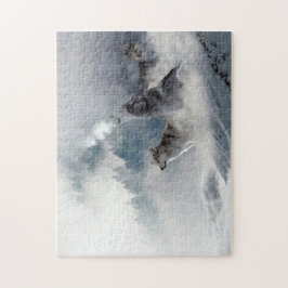 オオカミin冬の雪ジグソーパズル ジグソーパズル