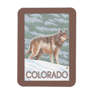 オオカミStandingColorado マグネット