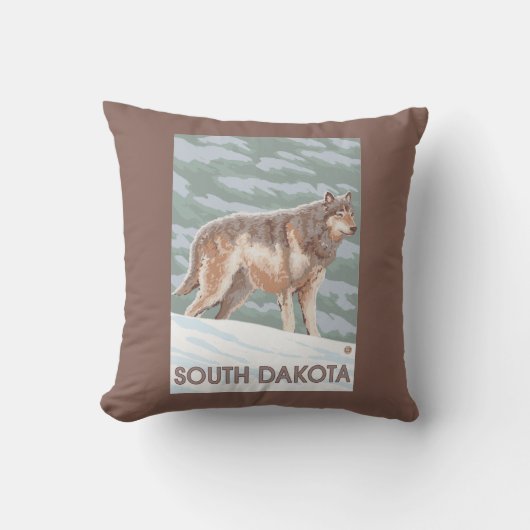 オオカミStandingSouthダコタ クッション (正面)