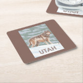 オオカミStandingUtah スクエアペーパーコースター (アングル)