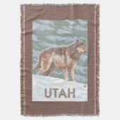オオカミStandingUtah スローブランケット (正面縦)