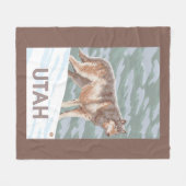 オオカミStandingUtah フリースブランケット (正面(横))