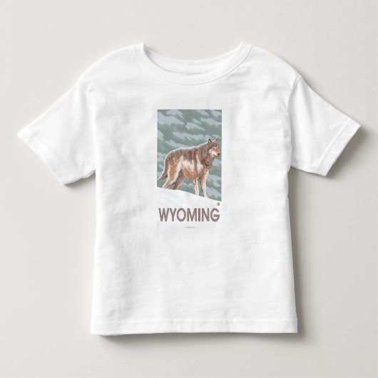 オオカミStandingWyoming トドラーTシャツ (正面)