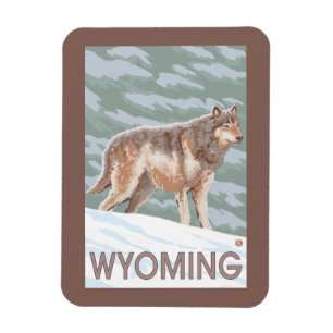 オオカミStandingWyoming マグネット