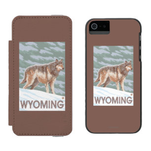 オオカミStandingWyoming iPhone SE/5/5sウォレットケース