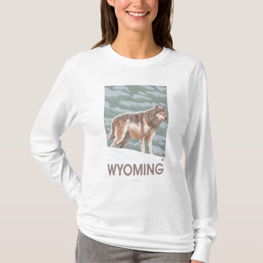 オオカミStandingWyoming Tシャツ (正面)