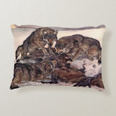 オオカミWinifred Austen,ヴィンテージ野生動物 アクセントクッション (裏面)