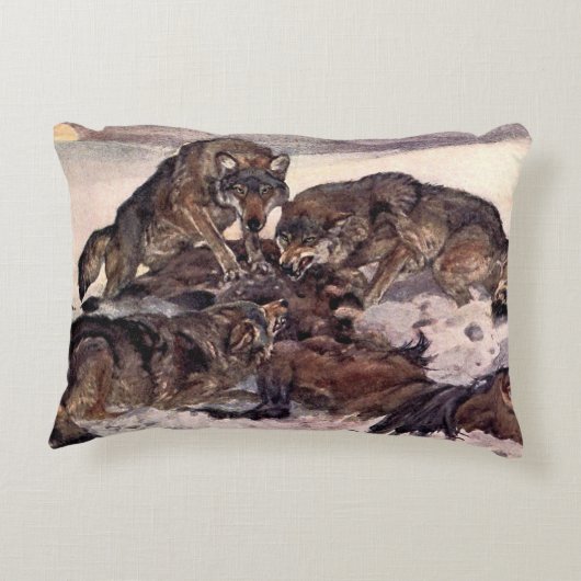 オオカミWinifred Austen,ヴィンテージ野生動物 アクセントクッション (裏面)