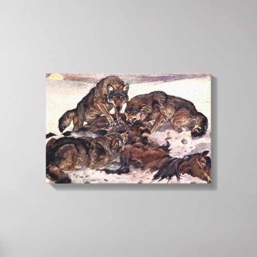 オオカミWinifred Austen,ヴィンテージ野生動物 キャンバスプリント (正面)