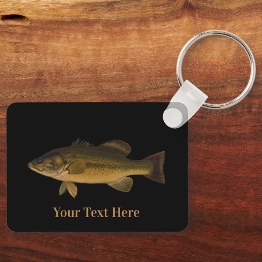 オオクチバスのテキストを入力する魚 キーホルダー (正面)