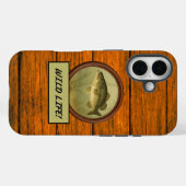 オオクチバスの木目調iPhoneケース Case-Mate iPhoneケース (裏面 (横))