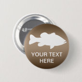 オオクチバスの魚釣りのテンプレート 缶バッジ (正面&裏面)