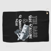 オオクチバスの魚釣り手タオル ゴルフタオル (横)