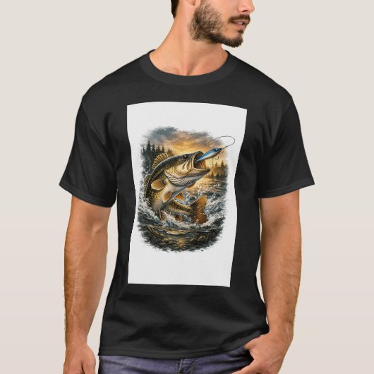 オオクチバス釣りイラスト Tシャツ (正面)