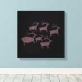 オオシカの岩石彫刻の群れ キャンバスプリント (インサイチュ (ウッドフロア))