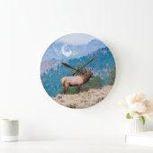 オオシカ(Cervus Elephus) Bull Bugling ラージ壁時計 (ホーム)
