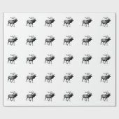 オオシカ- Wapiti (線画) ラッピングペーパー (フラット)