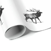 オオシカ- Wapiti (線画) ラッピングペーパー (ロールコーナー)