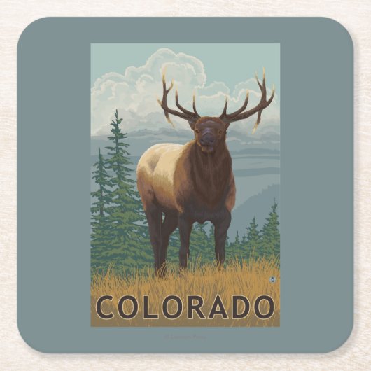 オオシカSceneColorado スクエアペーパーコースター (正面)