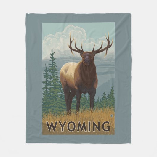 オオシカSceneWyoming フリースブランケット (正面)