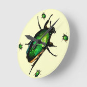 オオタマオシコガネのカブトムシ ラウンド壁時計 (傾斜)