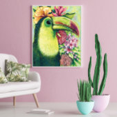オオハシ 楽しい 花 ハワイアン 鳥 アート ポスター
