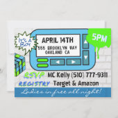 オオベビーベビー |ヒップホップブルー&グリーンレトロ 招待状 (裏面)